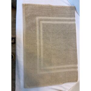 Ralph Lauren Home Tan Beige 100% Cotton Bath Mat Rug Double Border Made in USA
